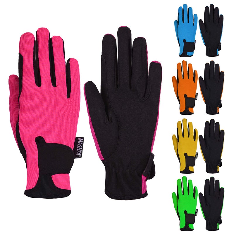 Mashfa Pink/Age 10-12 Years - Riding Gloves - Kid Horse Gloves - Horse Riding Accessories - Image 1